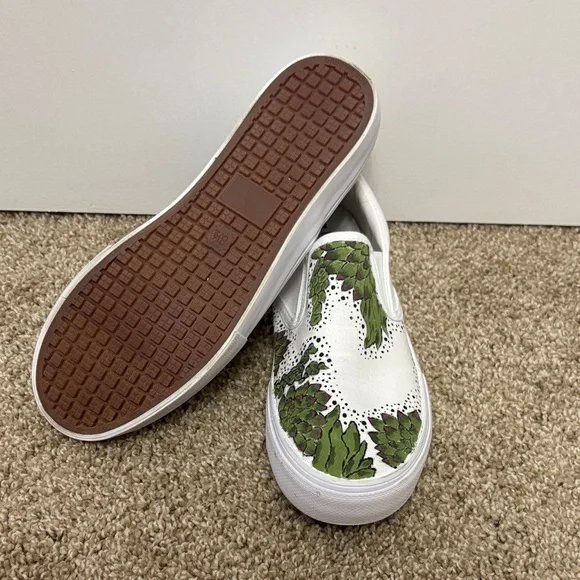 White Slip-On Shoes with Hand Painted Succulents - Picture 2 of 3